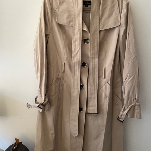 🍂Classic Ellen Tracy Beige Trench W/Belt Coat Size Petite Medium - Picture 3 of 7